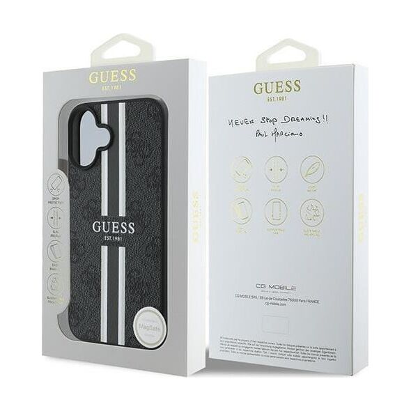 Guess Guess GUHMP16MP4RPSK iPhone 16 Plus 6.7" czarny/black hardcase 4G Printed Stripes MagSafe