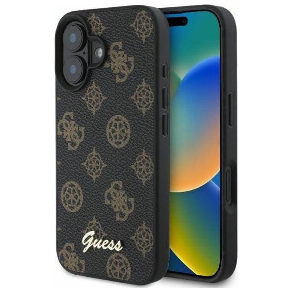 Guess Guess GUHMP16SPGPYSK iPhone 16 6.1" czarny/black hardcase Peony Script MagSafe