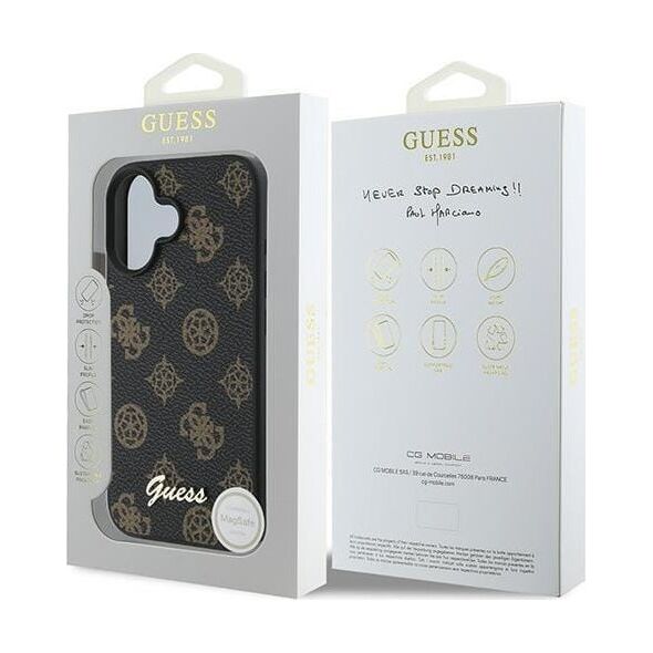Guess Guess GUHMP16MPGPYSK iPhone 16 Plus 6.7" czarny/black hardcase PU Peony Script MagSafe