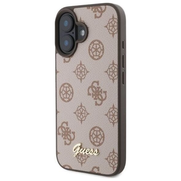 Guess Guess GUHMP16SPGPYSW iPhone 16 6.1" brązowy/brown hardcase Peony Script MagSafe
