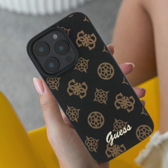 Guess Guess GUHMP16SPGPYSW iPhone 16 6.1" brązowy/brown hardcase Peony Script MagSafe