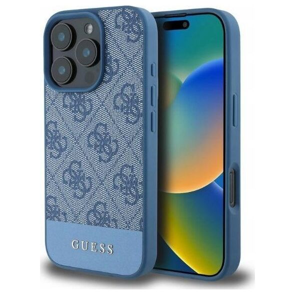 Guess GUESS futerał do IPHONE 16 Pro Max GUHCP16XG4GLBL (4G PU Bottom Stripe) niebieski