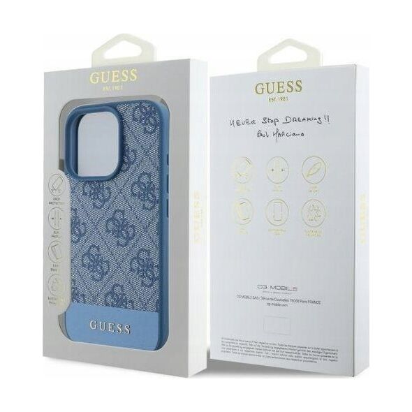 Guess GUESS futerał do IPHONE 16 Pro Max GUHCP16XG4GLBL (4G PU Bottom Stripe) niebieski