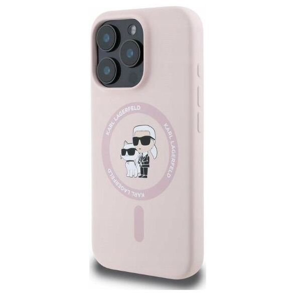 Karl Lagerfeld KARL LAGERFELD futerał do IPHONE 16 Plus kompatybilny z MagSafe KLHMP16MSCMKCRHP (Silicone KC Body Ring) różowy