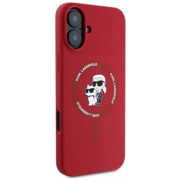 Karl Lagerfeld KARL LAGERFELD futerał do IPHONE 16 kompatybilny z MagSafe KLHMP16SSCMKCRHR (Silicone KC Body Ring) czerwony