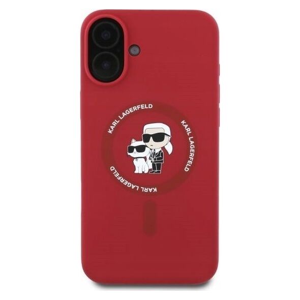 Karl Lagerfeld KARL LAGERFELD futerał do IPHONE 16 kompatybilny z MagSafe KLHMP16SSCMKCRHR (Silicone KC Body Ring) czerwony