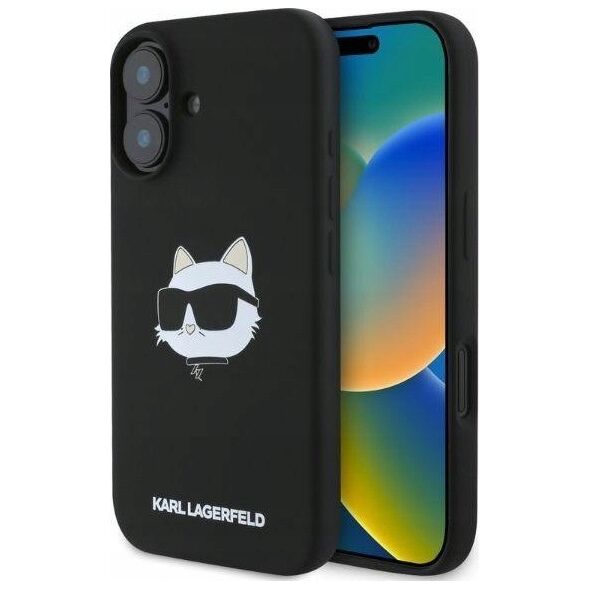 Karl Lagerfeld KARL LAGERFELD futerał do IPHONE 16 kompatybilny z MagSafe KLHMP16SSCHPPLK (Sil Choupette Head Print) czarny