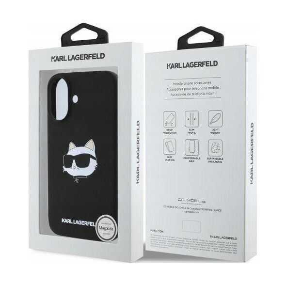 Karl Lagerfeld KARL LAGERFELD futerał do IPHONE 16 kompatybilny z MagSafe KLHMP16SSCHPPLK (Sil Choupette Head Print) czarny
