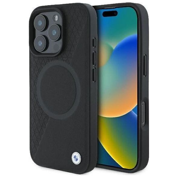 BMW BMW BMHMP16L23RTPK iPhone 16 Pro 6.3" czarny/black hardcase Sign Leather Half Textured And Circle MagSafe