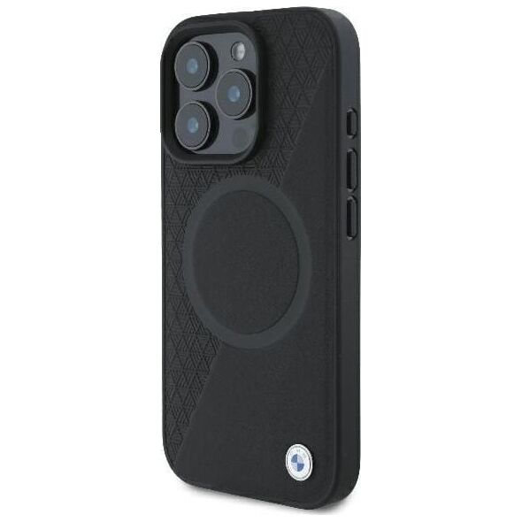BMW BMW BMHMP16L23RTPK iPhone 16 Pro 6.3" czarny/black hardcase Sign Leather Half Textured And Circle MagSafe