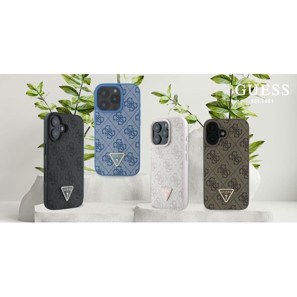 Guess Guess GUHCP16XP4TDPB iPhone 16 Pro Max 6.9" niebieski/blue hardcase Leather 4G Triangle Strass MagSafe