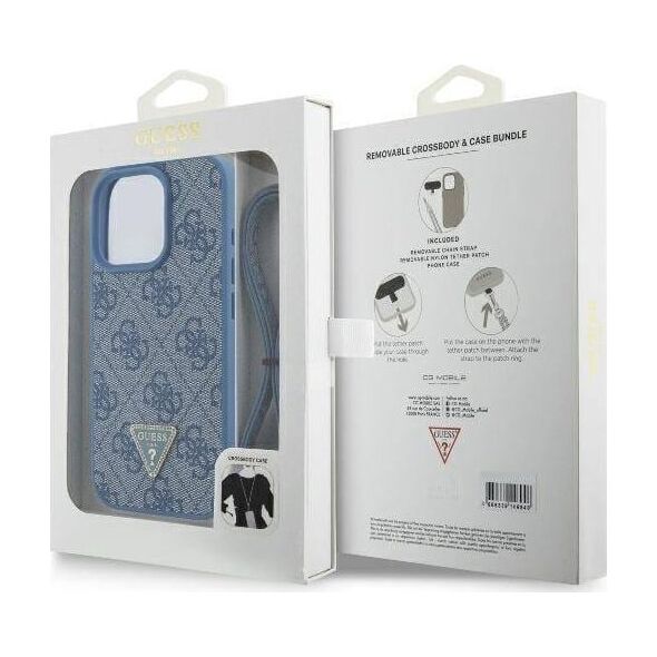Guess Guess GUHCP16XP4TDSCPB iPhone 16 Pro Max 6.9" niebieski/blue hardcase Leather Metal Logo Strass Crossbody