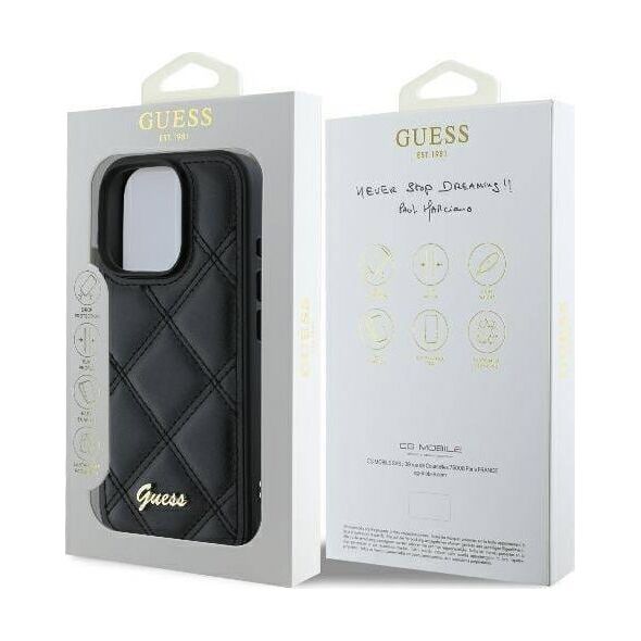 Guess Guess GUHCP16XPSQSQSK iPhone 16 Pro Max 6.9" czarny/black hardcase Quilted Metal Logo