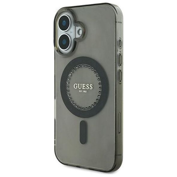Guess Guess GUHMP16SPFTDTEK iPhone 16 6.1" czarny/black hardcase IML Rhinestones MagSafe