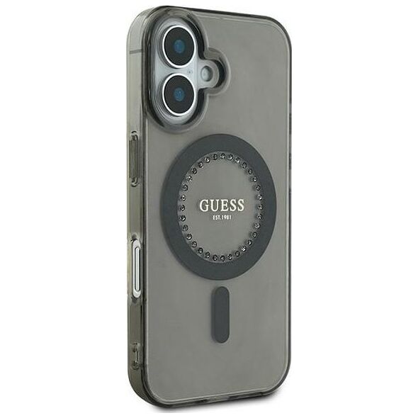 Guess Guess GUHMP16SPFTDTEK iPhone 16 6.1" czarny/black hardcase IML Rhinestones MagSafe