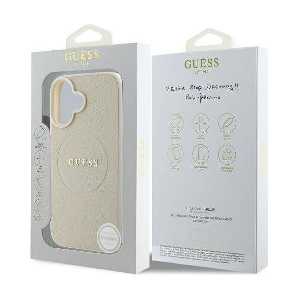 Guess Guess GUHMP16SPGHSMME iPhone 16 6.1" beżowy/beige hardcase Grained Ring MagSafe