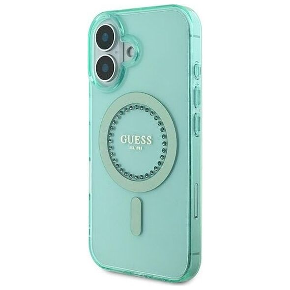 Guess Guess GUHMP16MPFTDTEN iPhone 16 Plus 6.7" zielony/green hardcase IML Rhinestones MagSafe