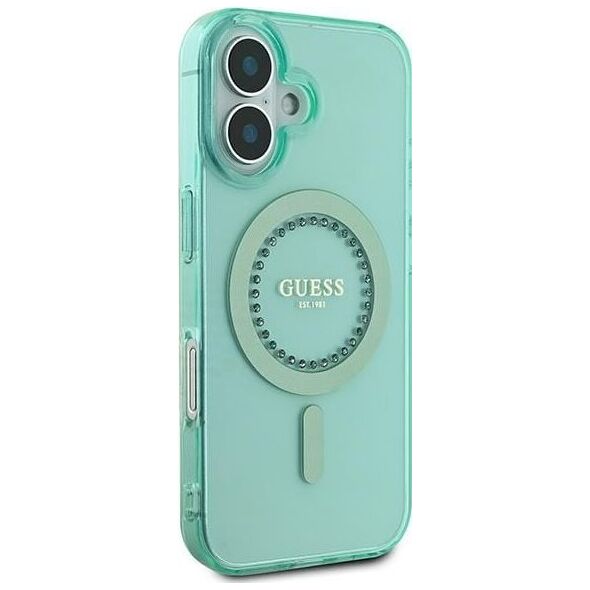 Guess Guess GUHMP16MPFTDTEN iPhone 16 Plus 6.7" zielony/green hardcase IML Rhinestones MagSafe