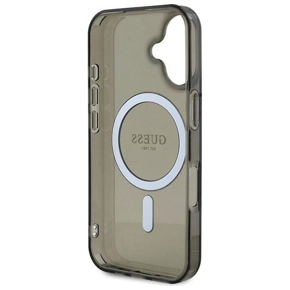 Guess Guess GUHMP16SHFGEREK iPhone 16 6.1" czarny/black hardcase IML Glitter Circle MagSafe