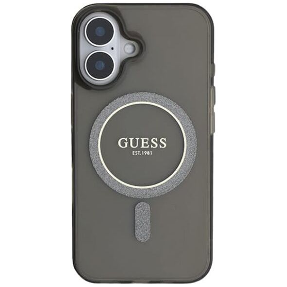 Guess Guess GUHMP16SHFGEREK iPhone 16 6.1" czarny/black hardcase IML Glitter Circle MagSafe