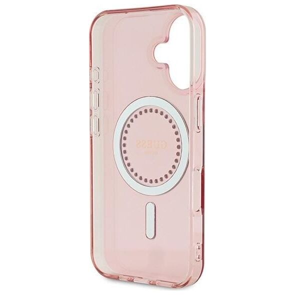 Guess Guess GUHMP16SPFTDTEP iPhone 16 6.1" różowy/pink hardcase IML Rhinestones MagSafe