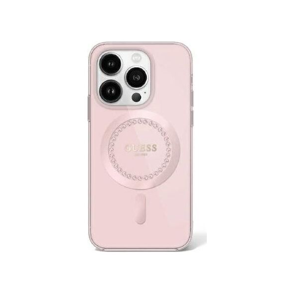 Guess Guess GUHMP16XPFTDTEP iPhone 16 Pro Max 6.9" różowy/pink hardcase IML Rhinestones MagSafe