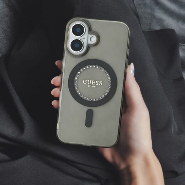 Guess Guess GUHMP16XPFTDTEP iPhone 16 Pro Max 6.9" różowy/pink hardcase IML Rhinestones MagSafe