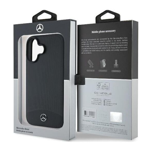 Mercedes Mercedes MEHMP16S23RBARK iPhone 16 6.1" czarny/black hardcase Textured And Plain Leather MagSafe