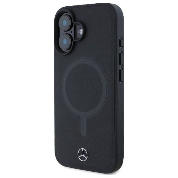Mercedes Mercedes MEHMP16S23RCMK iPhone 16 6.1" czarny/black hardcase Plain Smooth Leather MagSafe