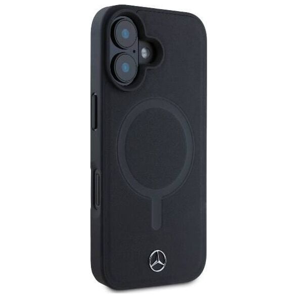 Mercedes Mercedes MEHMP16S23RCMK iPhone 16 6.1" czarny/black hardcase Plain Smooth Leather MagSafe