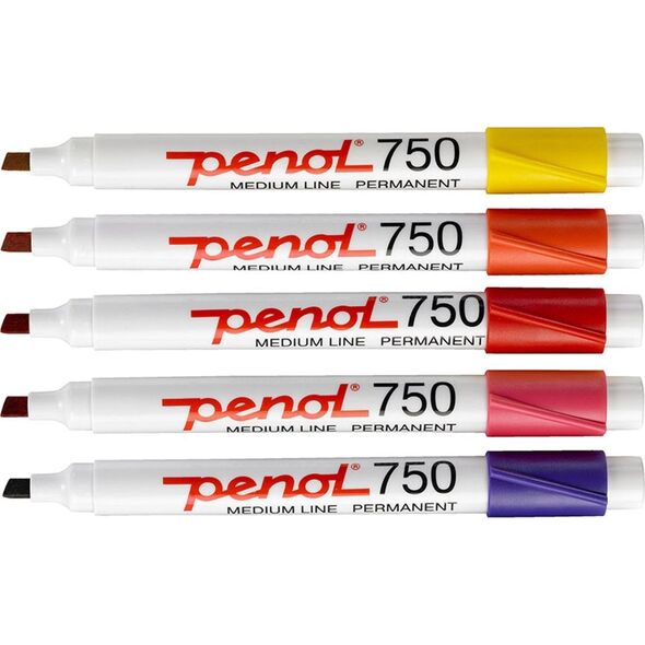 PILOT Penol 750, Μαύρο, Μπλε, Καφέ, Πράσινο, Ανοιχτό Μπλε, Πορτοκαλί, Ροζ, Μωβ, Κόκκινο, Κίτρινο, Λοξή μύτη, Πολύχρωμο, Πλαστικό, Μεσαίο, 2 mm
