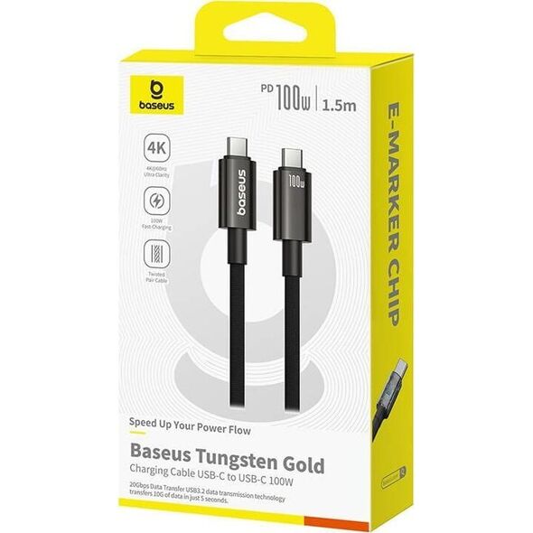 Kabel USB Baseus Kabel USB Baseus Tungsten Gold USB-C do USB-C 100W 1,5m (czarny)