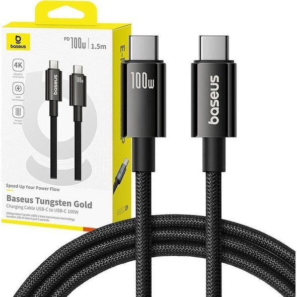 Kabel USB Baseus Kabel USB Baseus Tungsten Gold USB-C do USB-C 100W 1,5m (czarny)