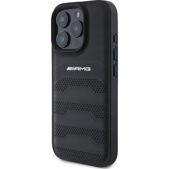 Mercedes AMG AMHCP16XGSEBK iPhone 16 Pro Max 6.9" czarny/black hardcase Leather Debossed Lines Black Logo