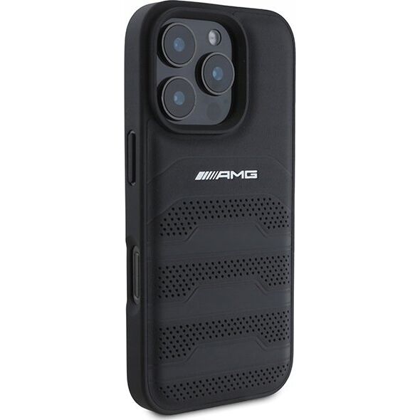 Mercedes AMG AMHCP16XGSEBK iPhone 16 Pro Max 6.9" czarny/black hardcase Leather Debossed Lines Black Logo