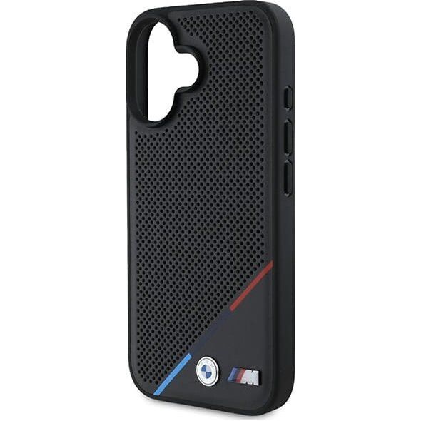 BMW BMW BMHMP16S23PUPDK iPhone 16 6.1" czarny/black hardcase M Perforated Tricolor Line MagSafe