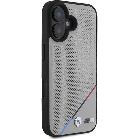 BMW BMW BMHMP16S23PUPDG iPhone 16 6.1" szary/grey hardcase M Perforated Tricolor Line MagSafe