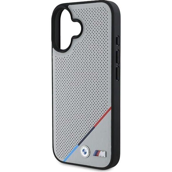 BMW BMW BMHMP16S23PUPDG iPhone 16 6.1" szary/grey hardcase M Perforated Tricolor Line MagSafe