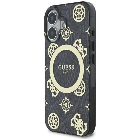 Guess Guess GUHMP16SH4PYEEK iPhone 16 6.1" czarny/black hardcase IML Peony On 4G Background MagSafe