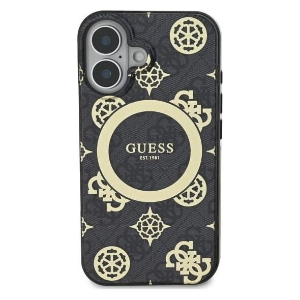 Guess Guess GUHMP16SH4PYEEK iPhone 16 6.1" czarny/black hardcase IML Peony On 4G Background MagSafe