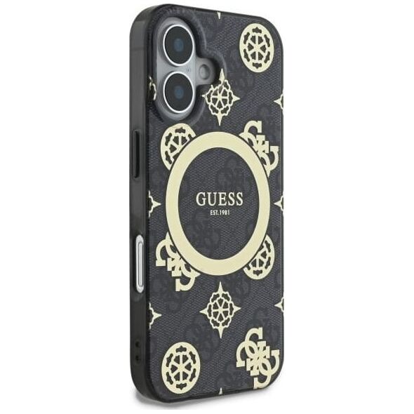 Guess Guess GUHMP16SH4PYEEK iPhone 16 6.1" czarny/black hardcase IML Peony On 4G Background MagSafe