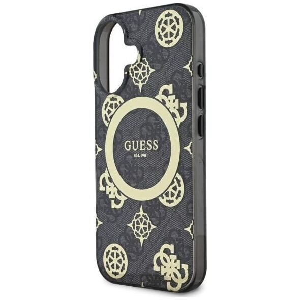Guess Guess GUHMP16SH4PYEEK iPhone 16 6.1" czarny/black hardcase IML Peony On 4G Background MagSafe