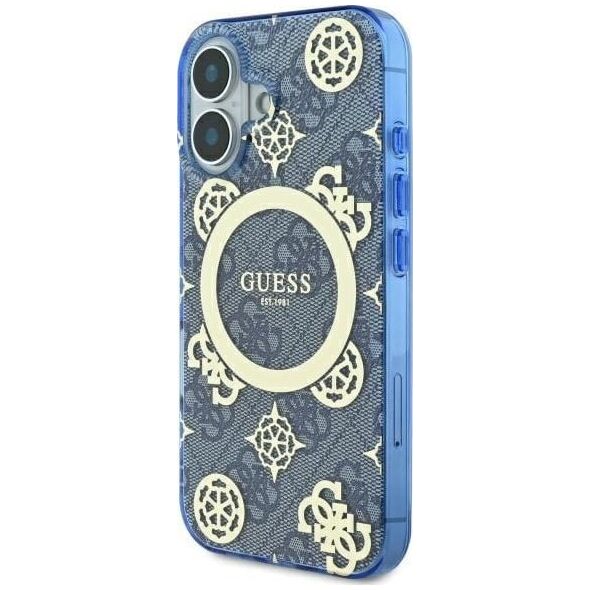 Guess Guess GUHMP16SH4PYEEB iPhone 16 6.1" niebieski/blue hardcase IML Peony On 4G Background MagSafe