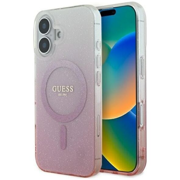 Guess Guess GUHMP16SHGRCELP iPhone 16 6.1" różowy/pink hardcase IML Glitter Gradient MagSafe