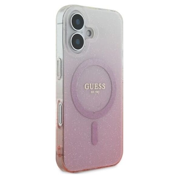 Guess Guess GUHMP16SHGRCELP iPhone 16 6.1" różowy/pink hardcase IML Glitter Gradient MagSafe