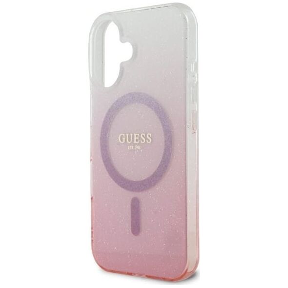 Guess Guess GUHMP16SHGRCELP iPhone 16 6.1" różowy/pink hardcase IML Glitter Gradient MagSafe