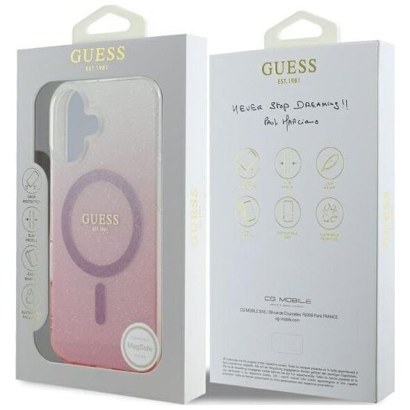 Guess Guess GUHMP16SHGRCELP iPhone 16 6.1" różowy/pink hardcase IML Glitter Gradient MagSafe