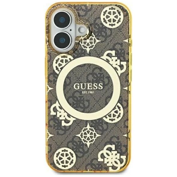 Guess Guess GUHMP16LH4PYEEW iPhone 16 Pro 6.3" brązowy/brown hardcase IML Peony On 4G Background MagSafe