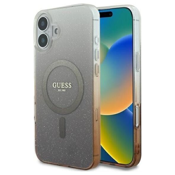 Guess Guess GUHMP16MHGRCELW iPhone 16 Plus 6.7" brązowy/brown hardcase IML Glitter Gradient MagSafe