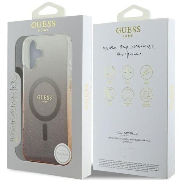 Guess Guess GUHMP16MHGRCELW iPhone 16 Plus 6.7" brązowy/brown hardcase IML Glitter Gradient MagSafe